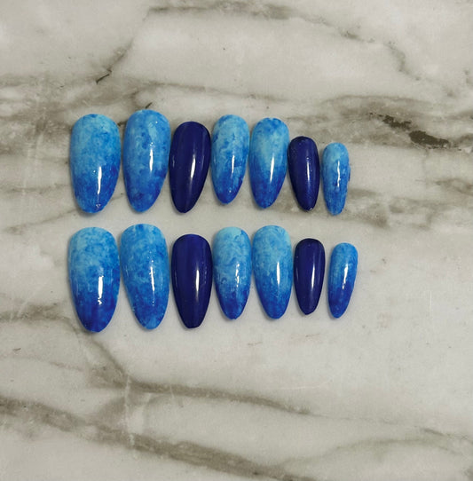 Blue tye dye nails